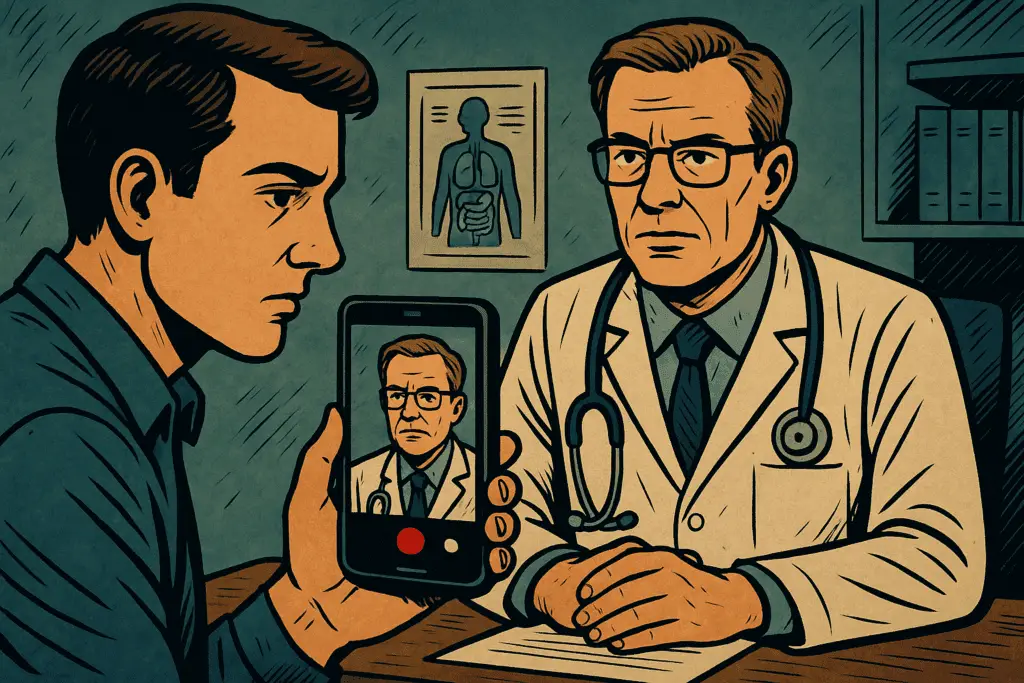 pacjent nagrywa wizytę lekarską